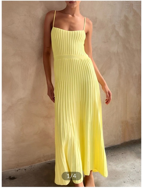 Commense Dresses & Skirts - Commense Sunny Yellow Pleated Spaghetti-Strap Maxi